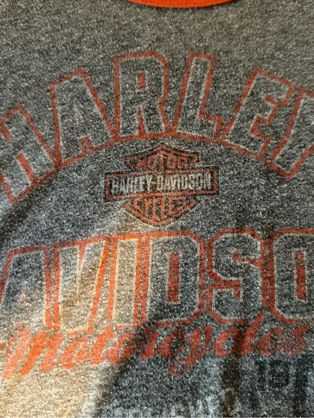 Harley-Davidson Gray Long Sleeve Tee with Orange Logo Accents